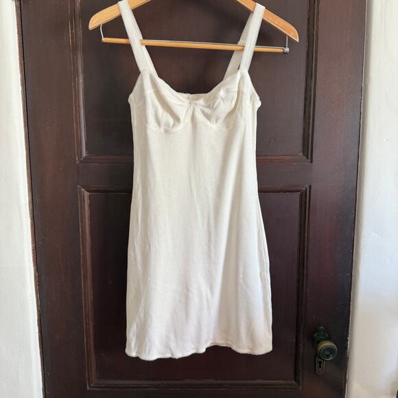 SKIMS | Marble White Ribbed Picot Lingerie Inspired Mini Dress | Medium - Picture 2 of 8